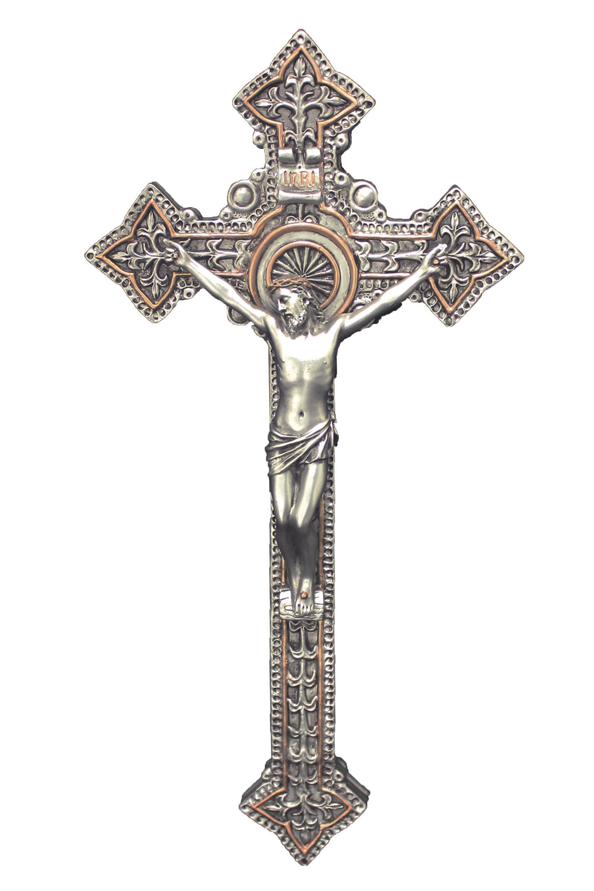 Crucifix in Pewter Style 9"