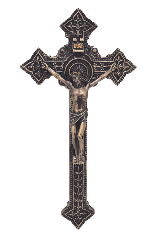 Crucifix in Cold Cast Bronze 9"