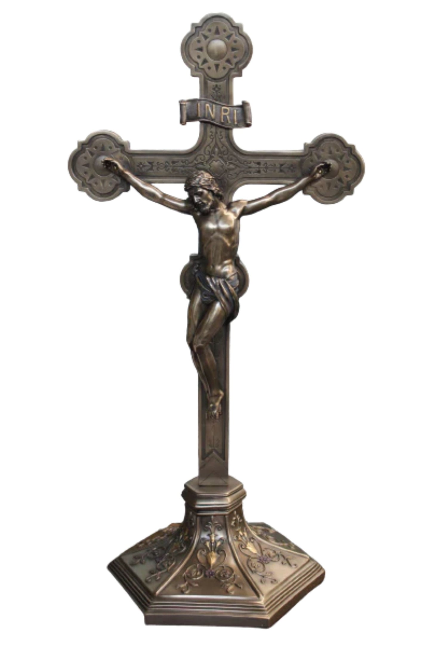 Standing Ornate Crucifix in Cold Cast Bronze 22.5"
