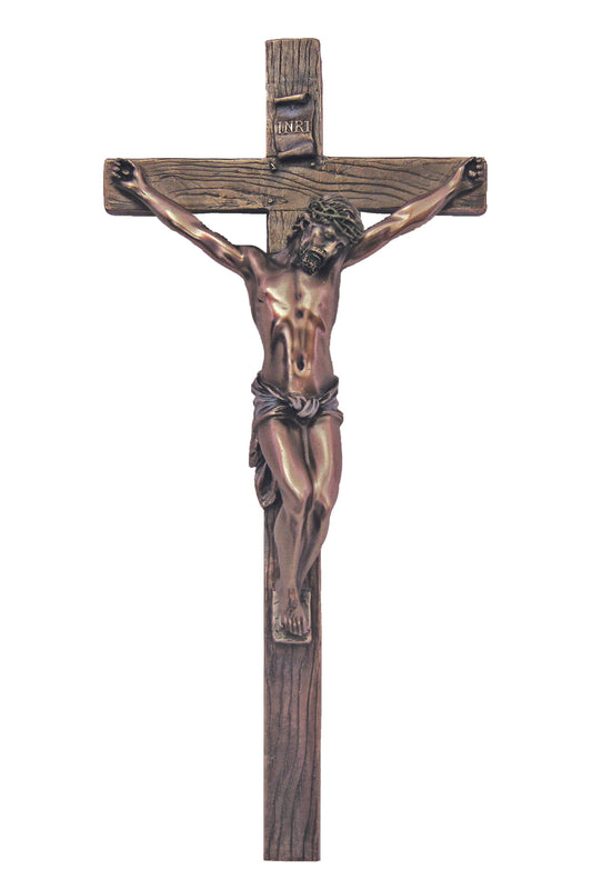 Crucifix in Cold Cast Bronze 13"