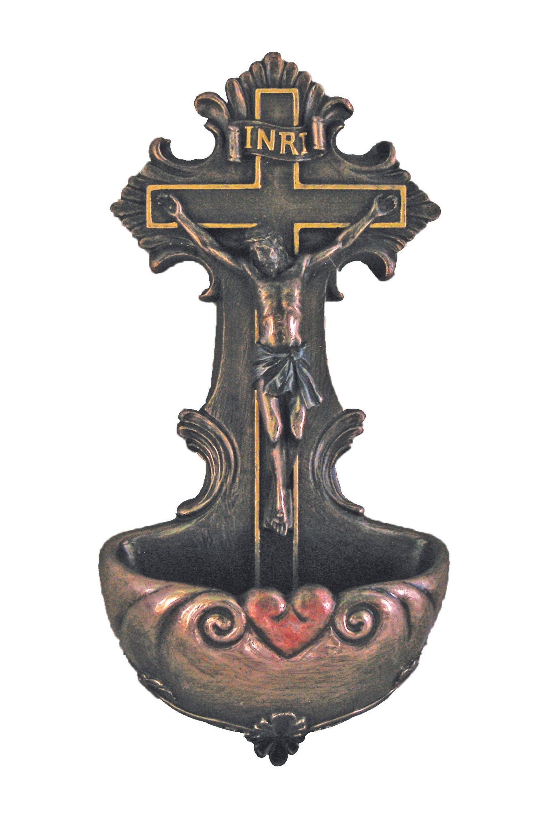 Crucifixion Font in Cold Cast Bronze 6.75"