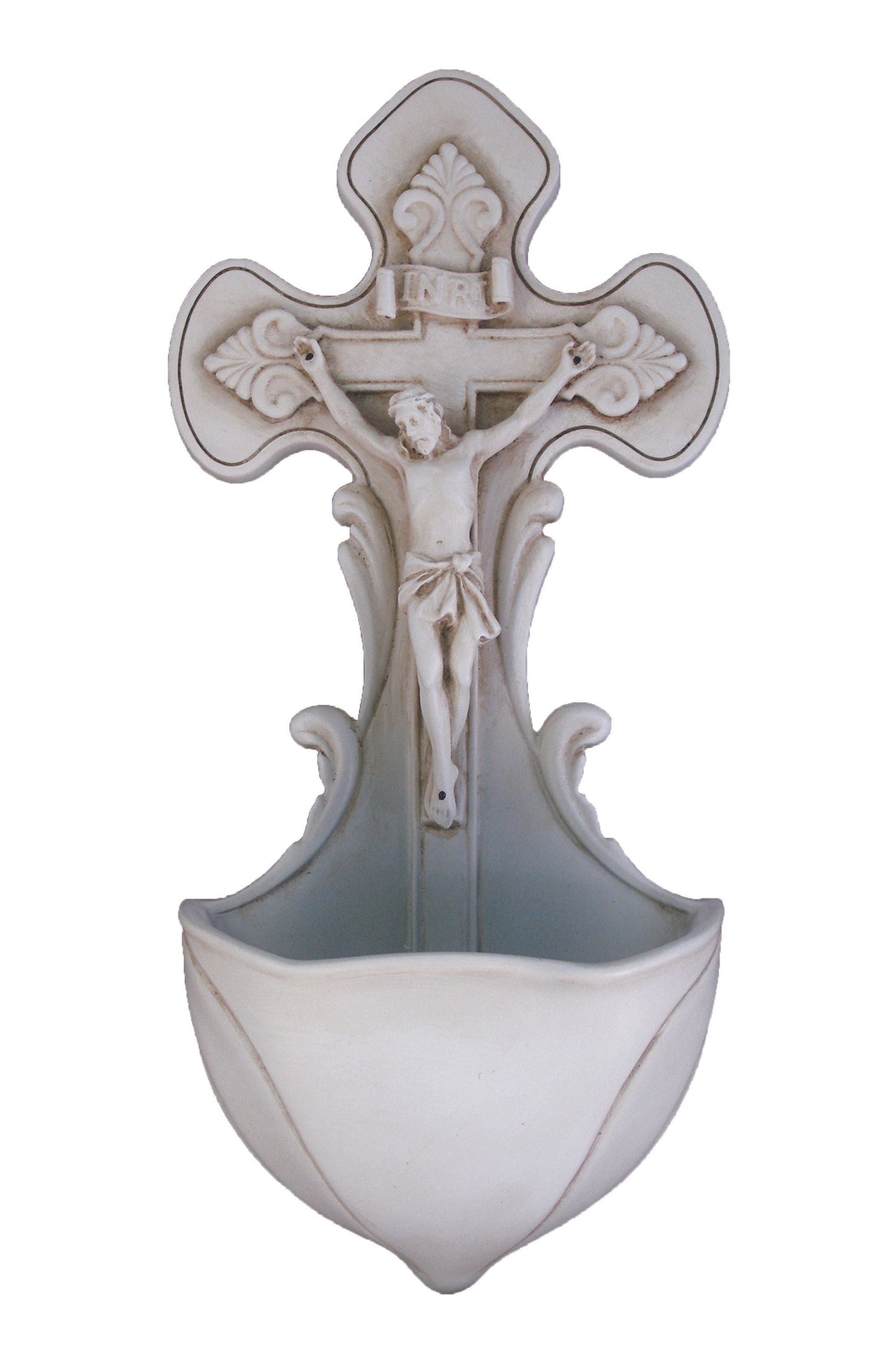 Crucifixion Font in Antiqued Resin 7.5"