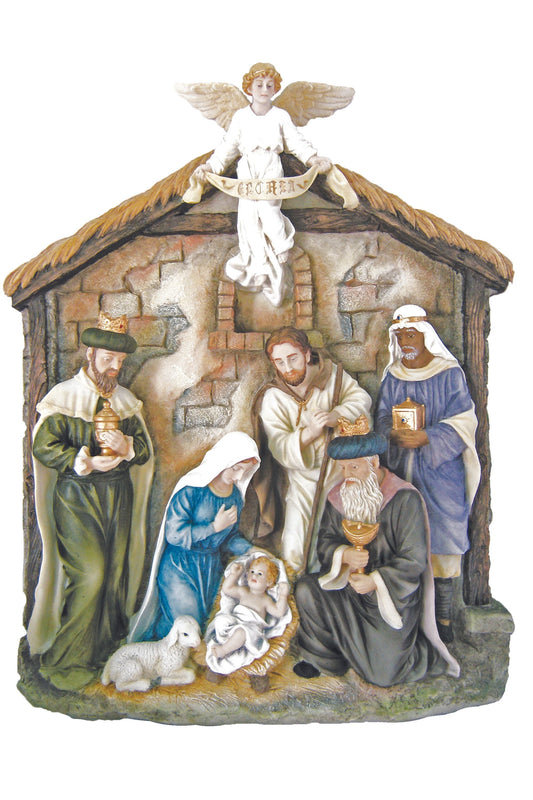 Nativity Plaque in Color 13x16x2.75"