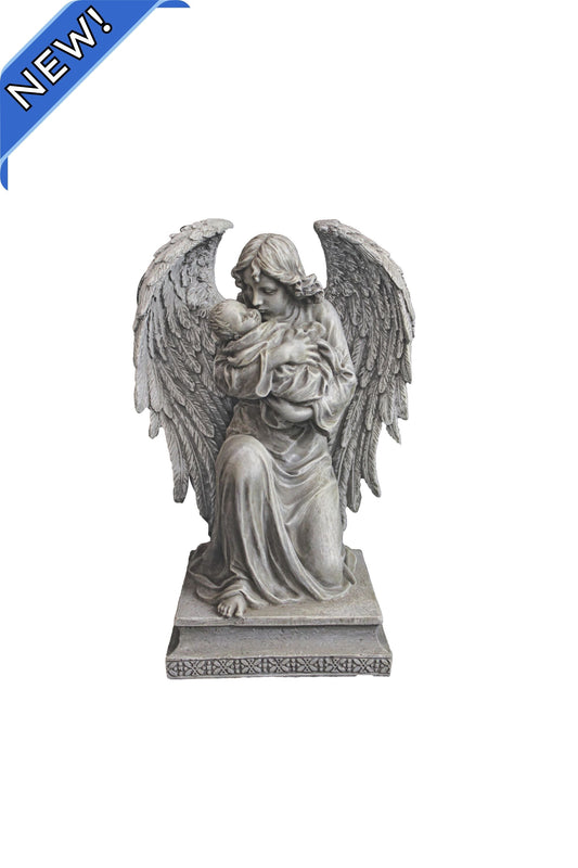 Guardian Angel with Child in Stone Finish 7"