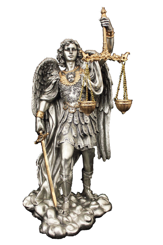 St. Michael-Scales in Pewter Style 11"