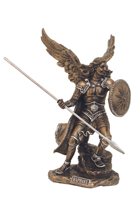 Archangel Raphael in Cold Cast Bronze/Pewter Style 9"