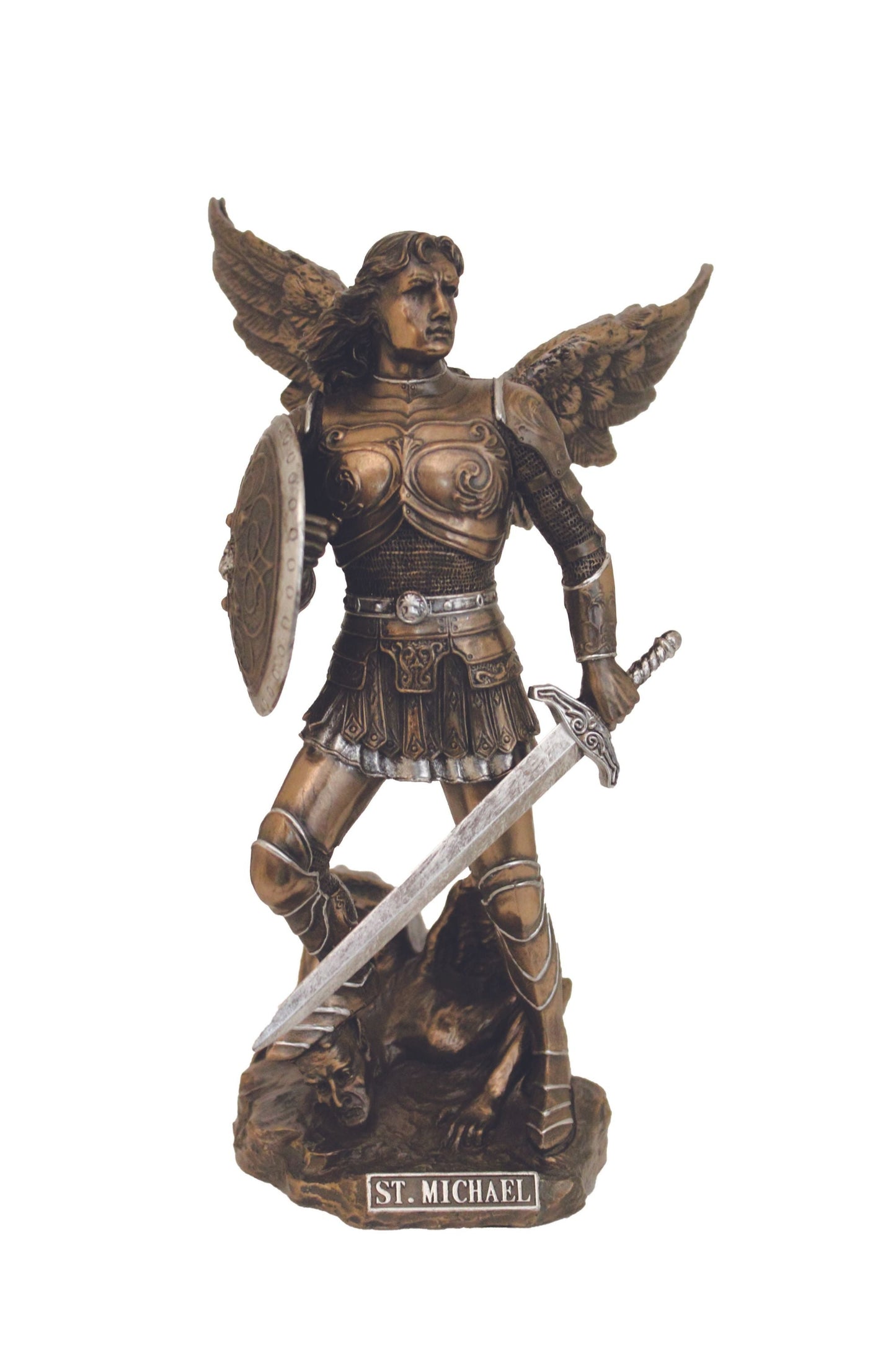 Archangel Michael in Cold Cast Bronze/Pewter Style 9"