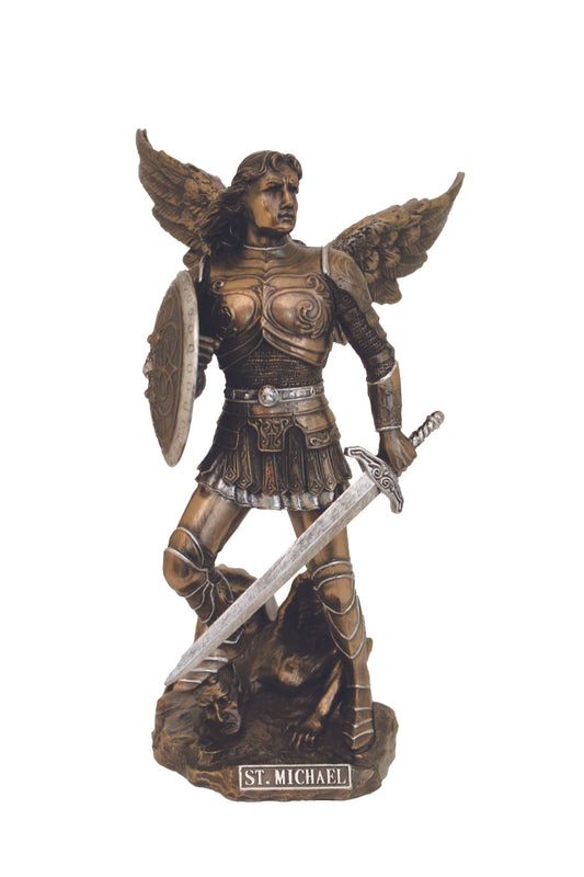Archangel Michael in Cold Cast Bronze/Pewter Style 9"