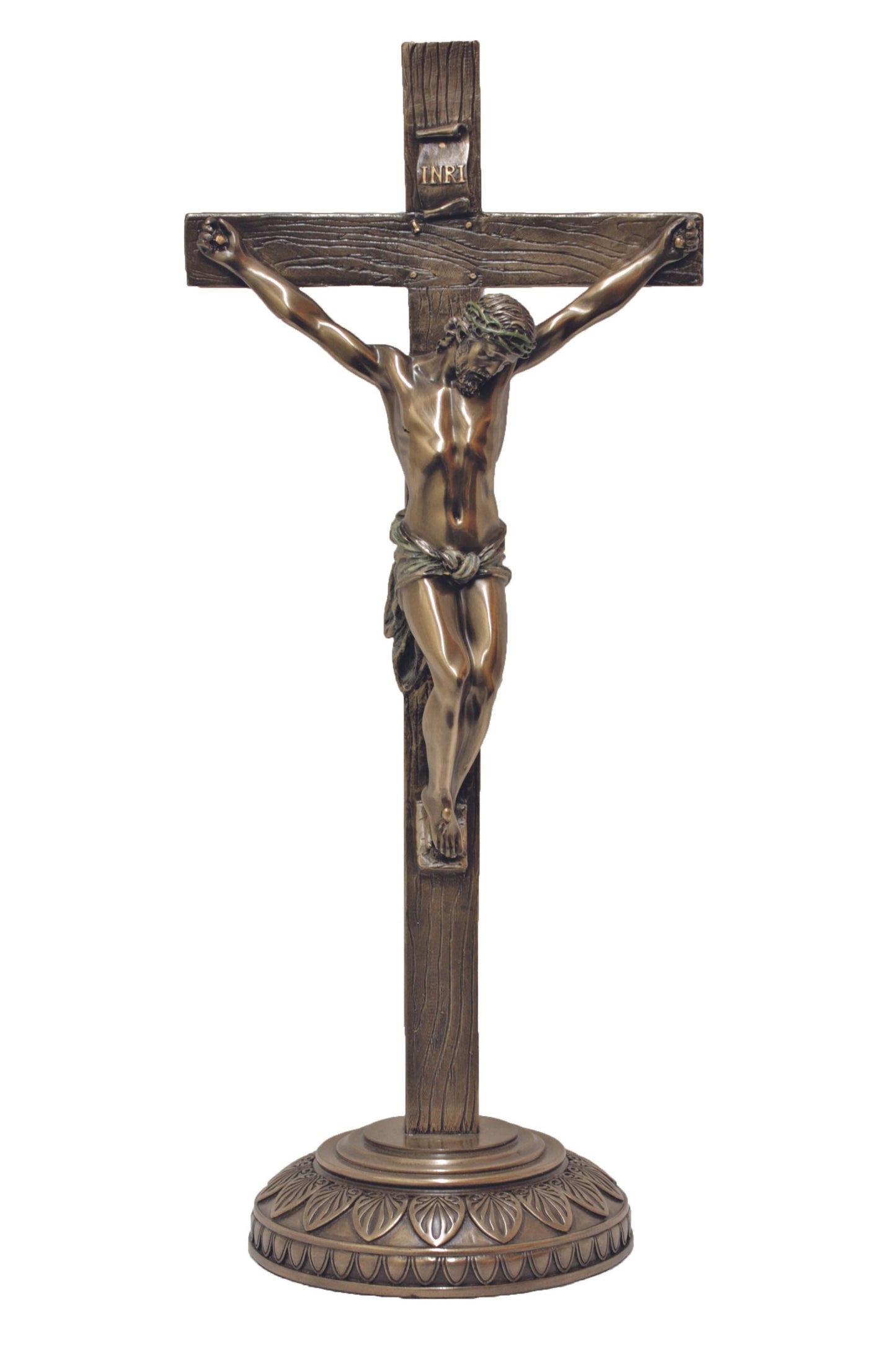 Standing Crucifix in Cold Cast Bronze 13.75"