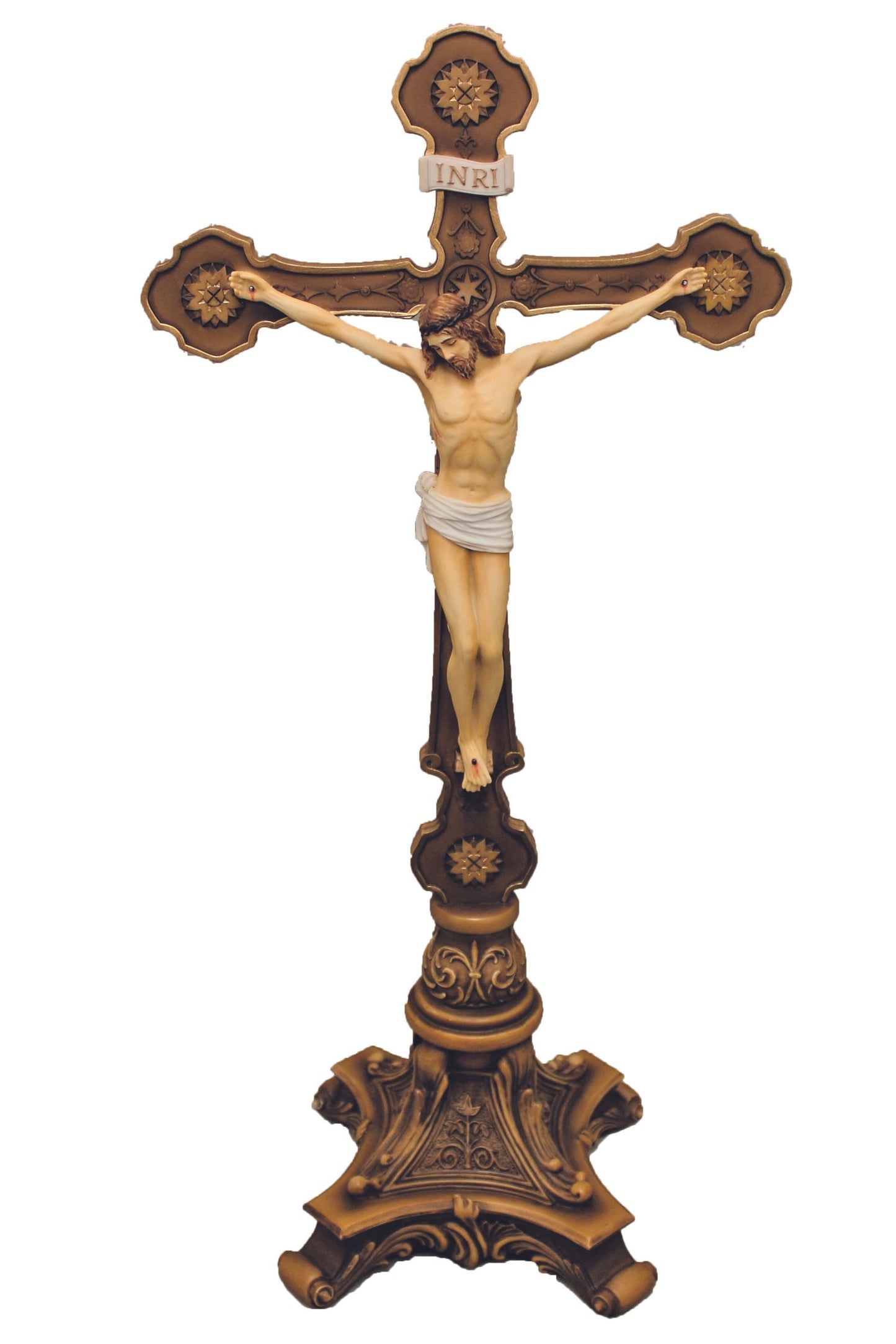 Ornate Standing Crucifix in Color 13"