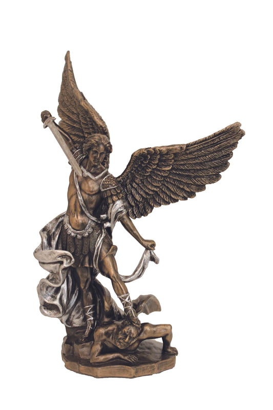 St. Michael in Cold Cast Bronze/Pewter Style 8"
