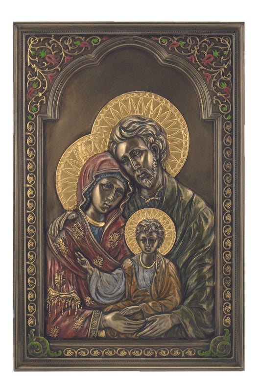 Holy Family Plaque in Cold Cast Bronze 6x9"