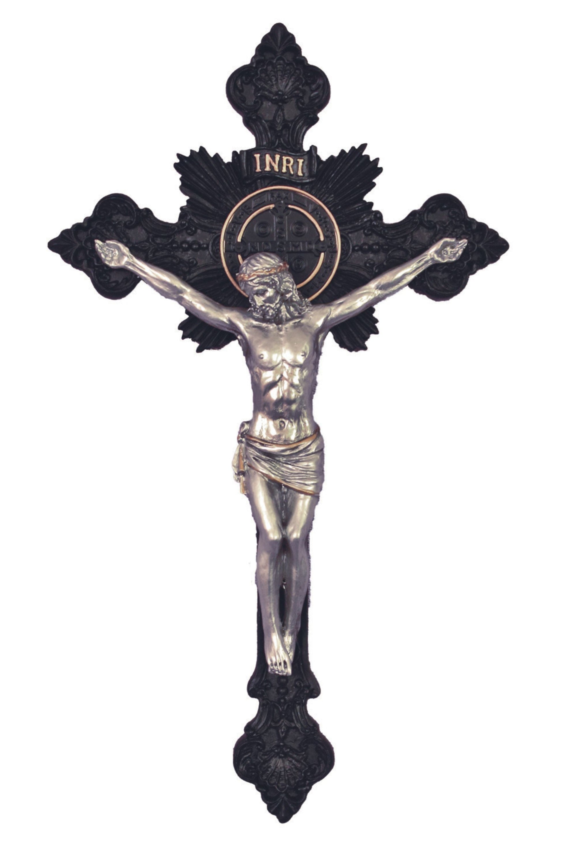 St. Benedict Crucifix Black/Pewter Style 14"