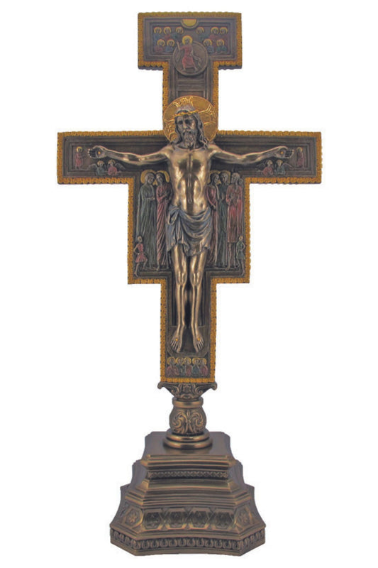 Standing San Damian Crucifix in Cold Cast Bronze 22"