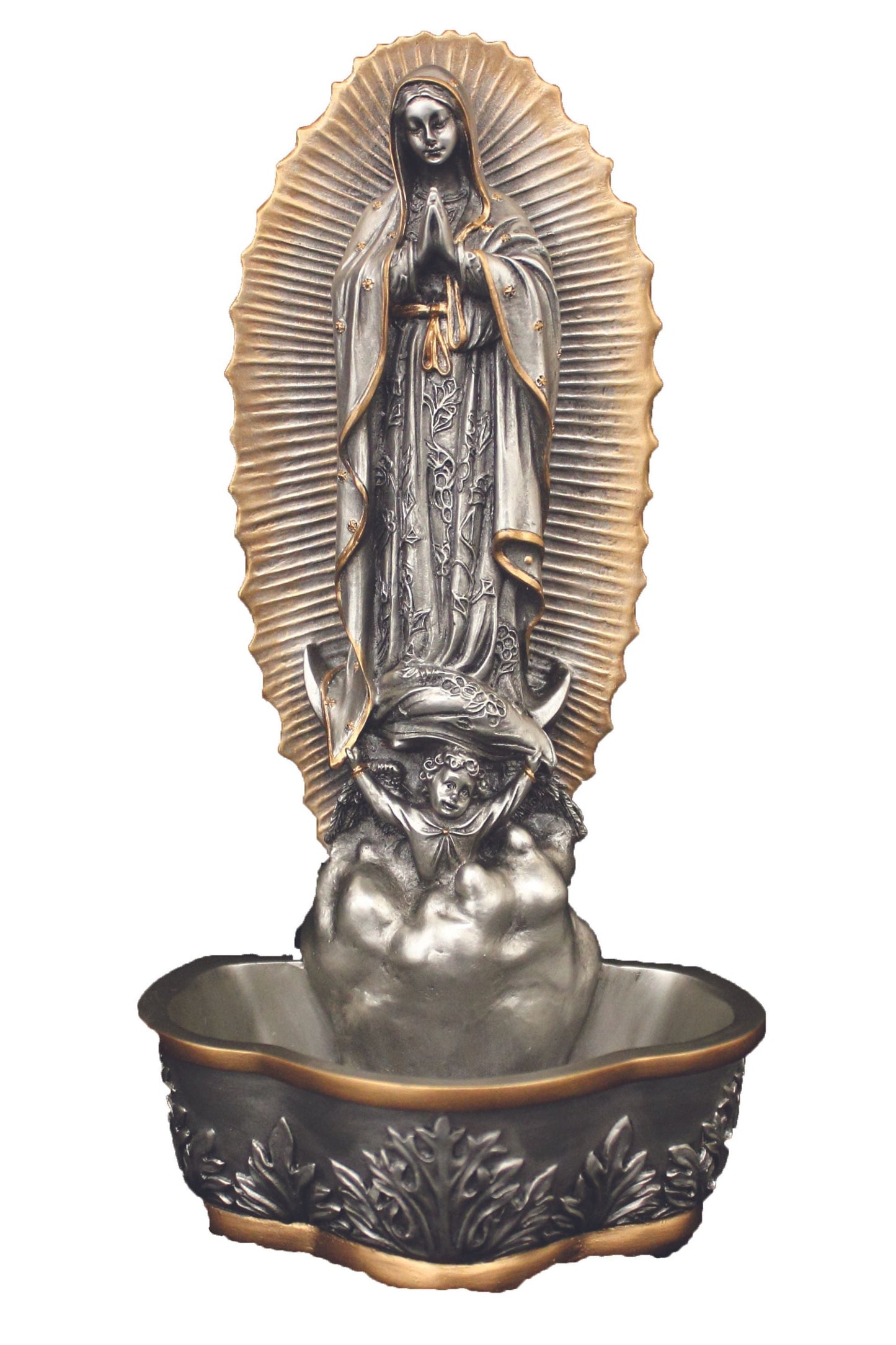 Standing/Hanging Guadalupe Font in Pewter Style 7.5"