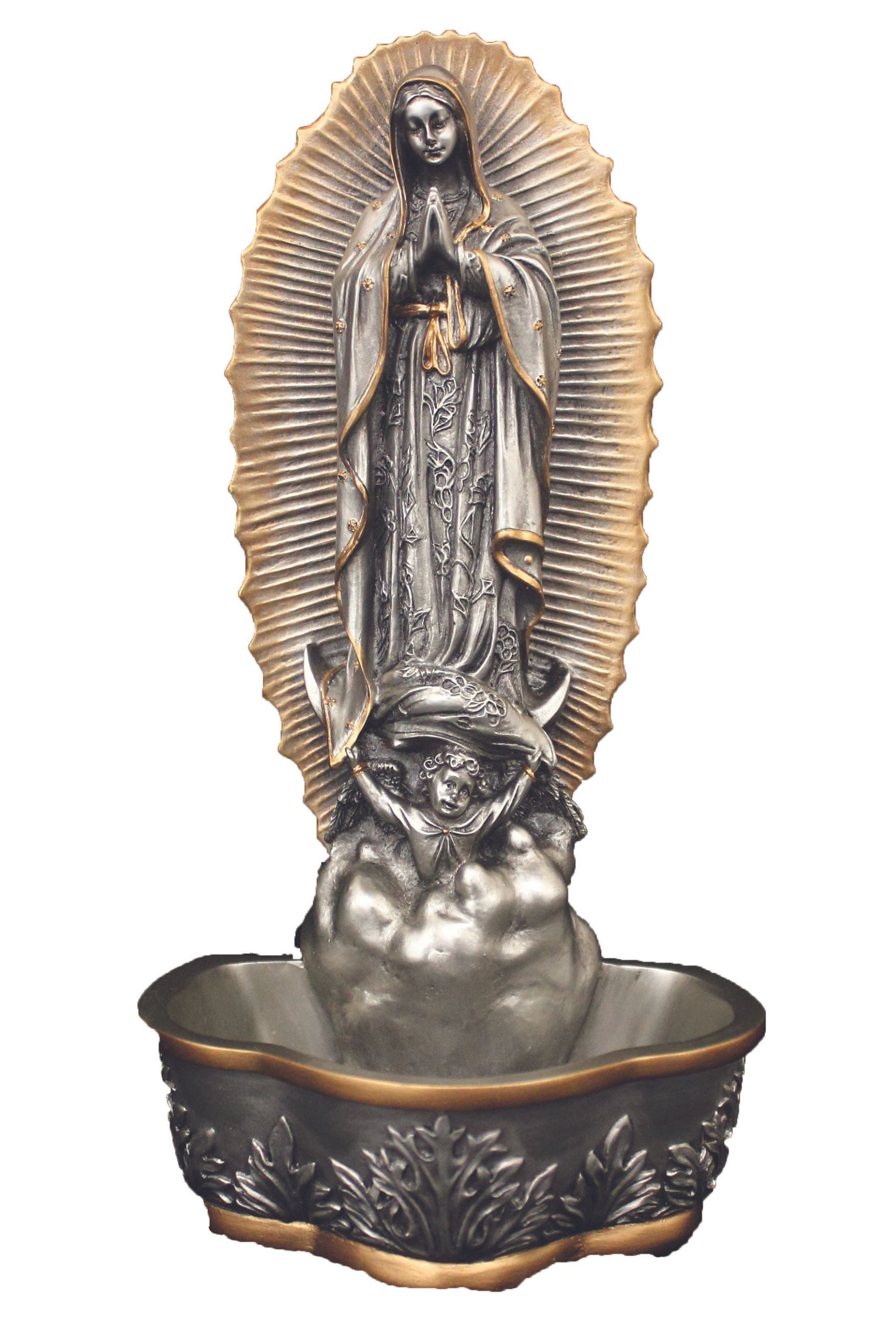 Standing/Hanging Guadalupe Font in Pewter Style 7.5"