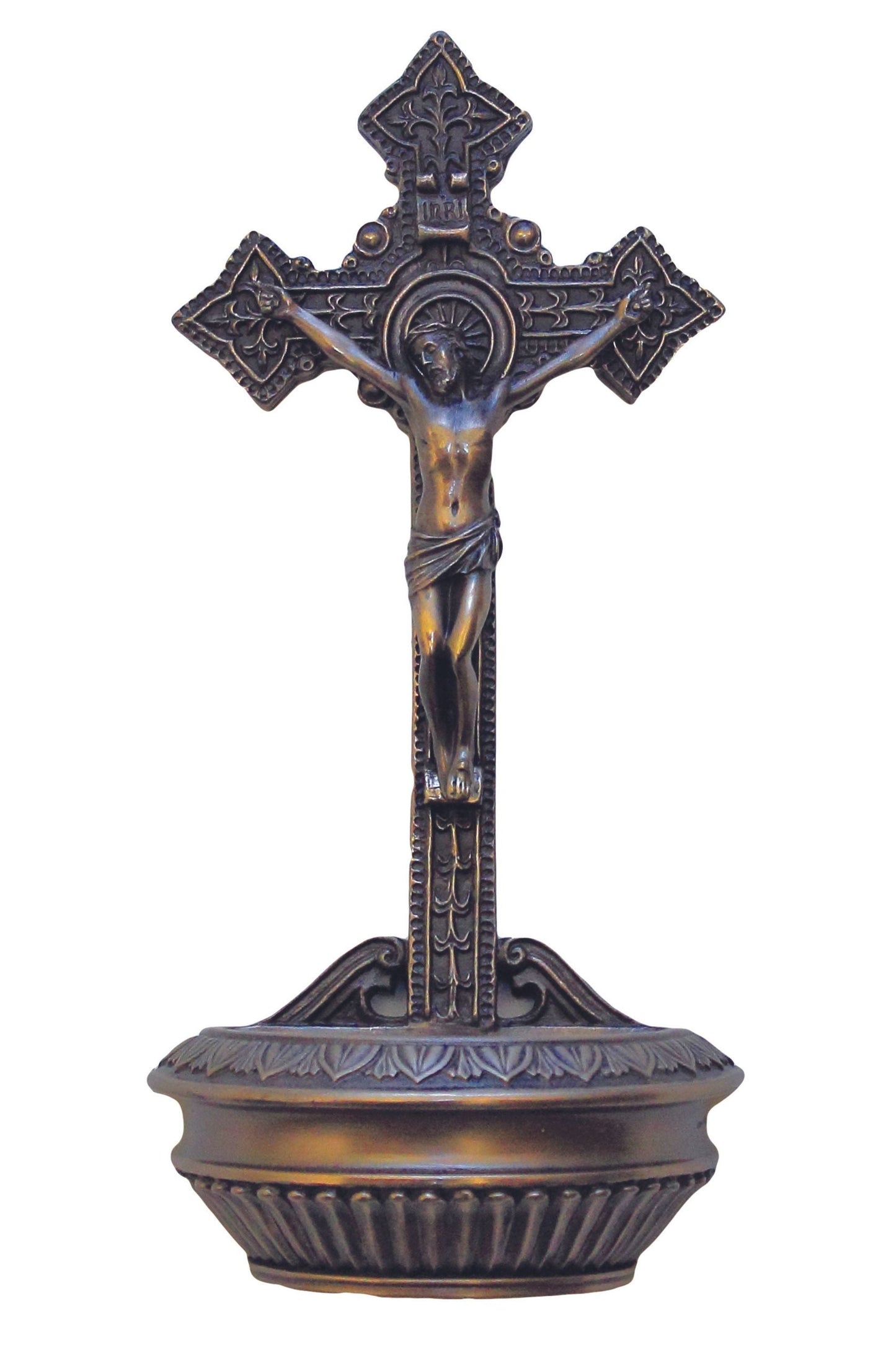 Standing/Hanging Crucifixion Font in Cold Cast Bronze 9"