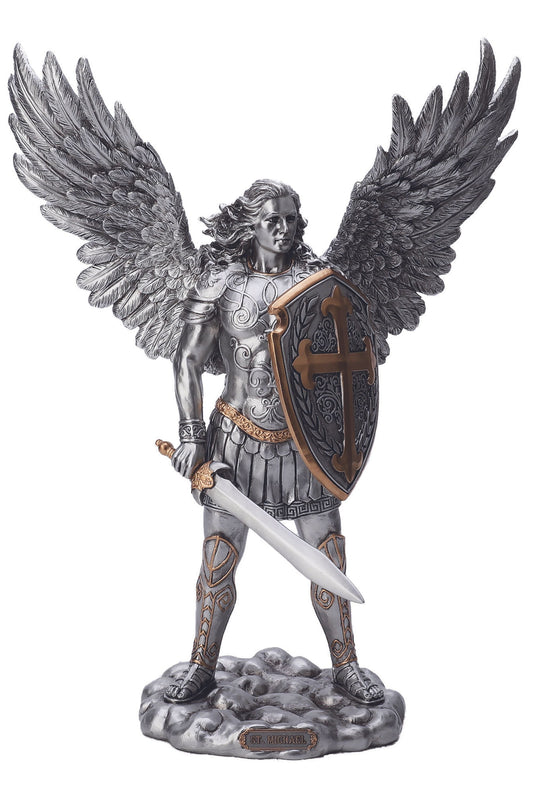 St. Michael w/o Devil in Pewter Style 13.5"