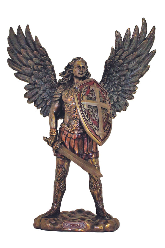 St. Micheal w/o Devil in Cold Cast Bronze 13.5"