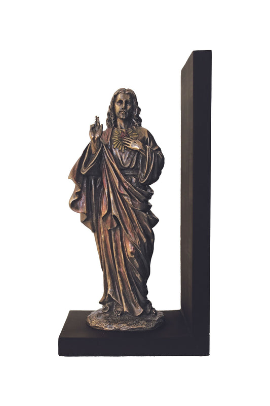 Sacred Heart of Jesus Bookend in Cold Cast Bronze 9"