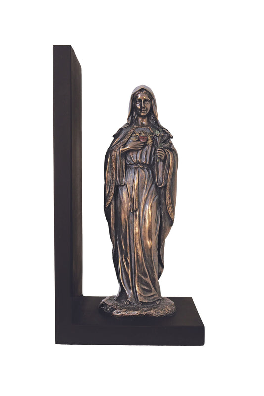 Immaculate Heart of Mary Bookend in Cold Cast Bronze 9"