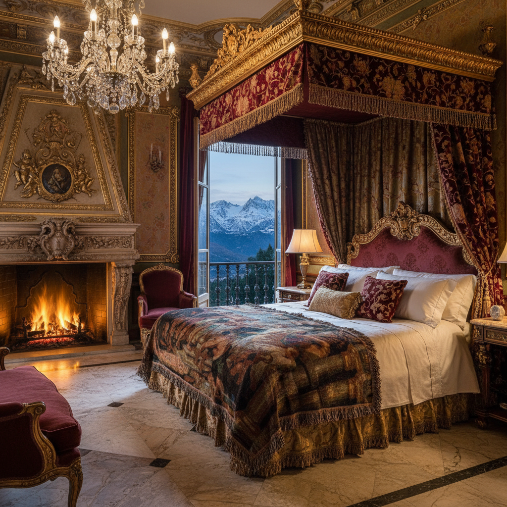 Abraham and Melchizedek throw blanket in palace bedroom