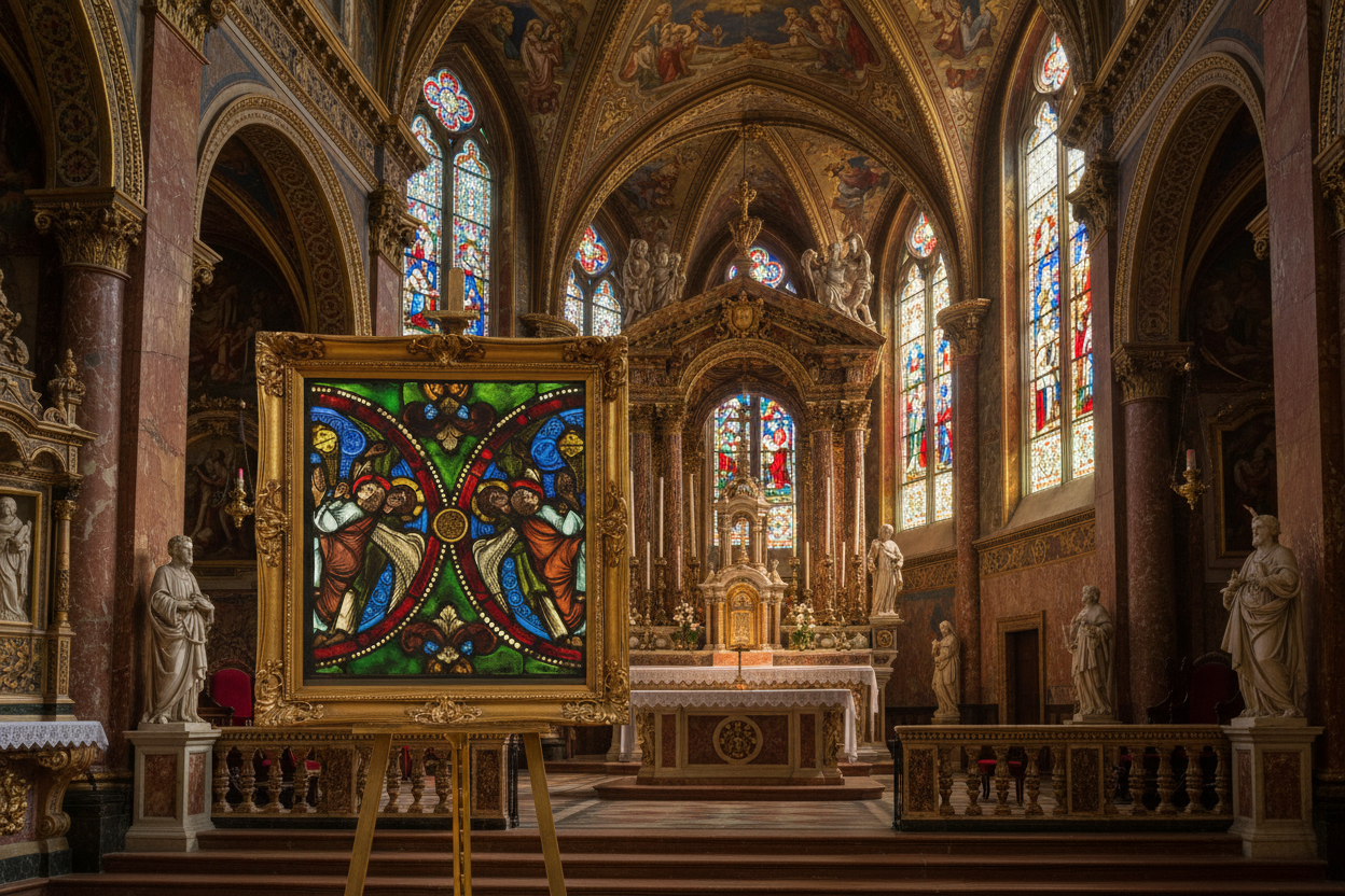 Angels Swinging Censers in Exquisite Renaissance Church
