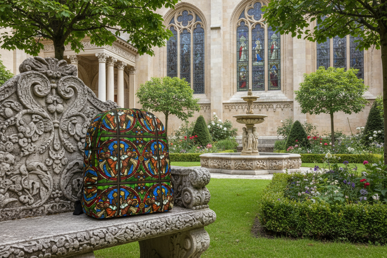 Angels Swinging Censurs Backpack Angled on Bench