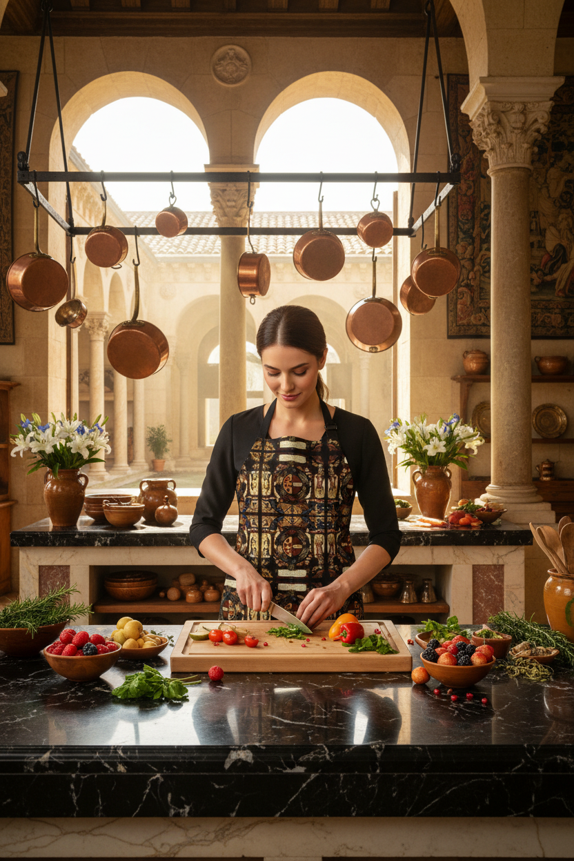 APRON - Woman at Onyx Counter Renaissance Kitchen