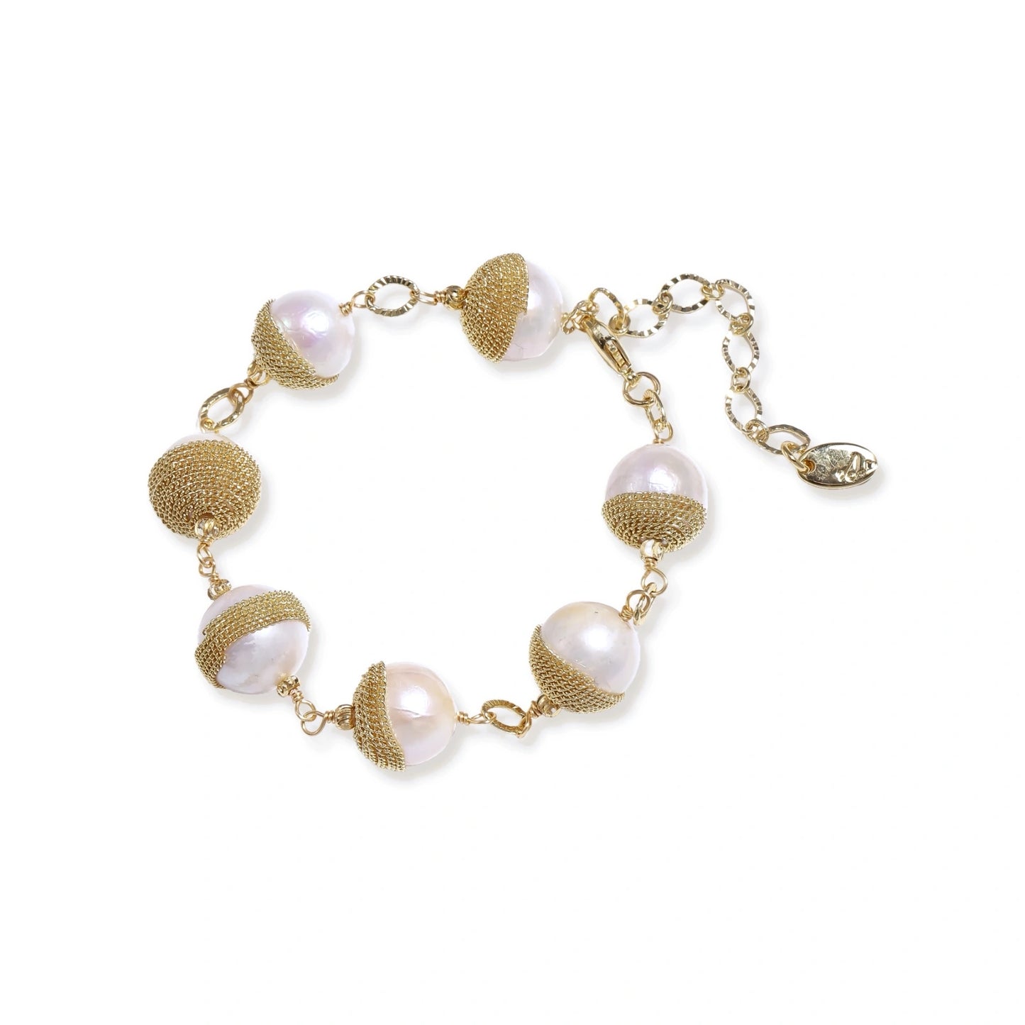 Golden Mesh Pearl Bracelet