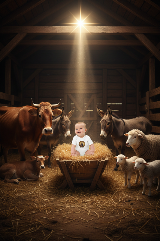 Baby in manger without halo
