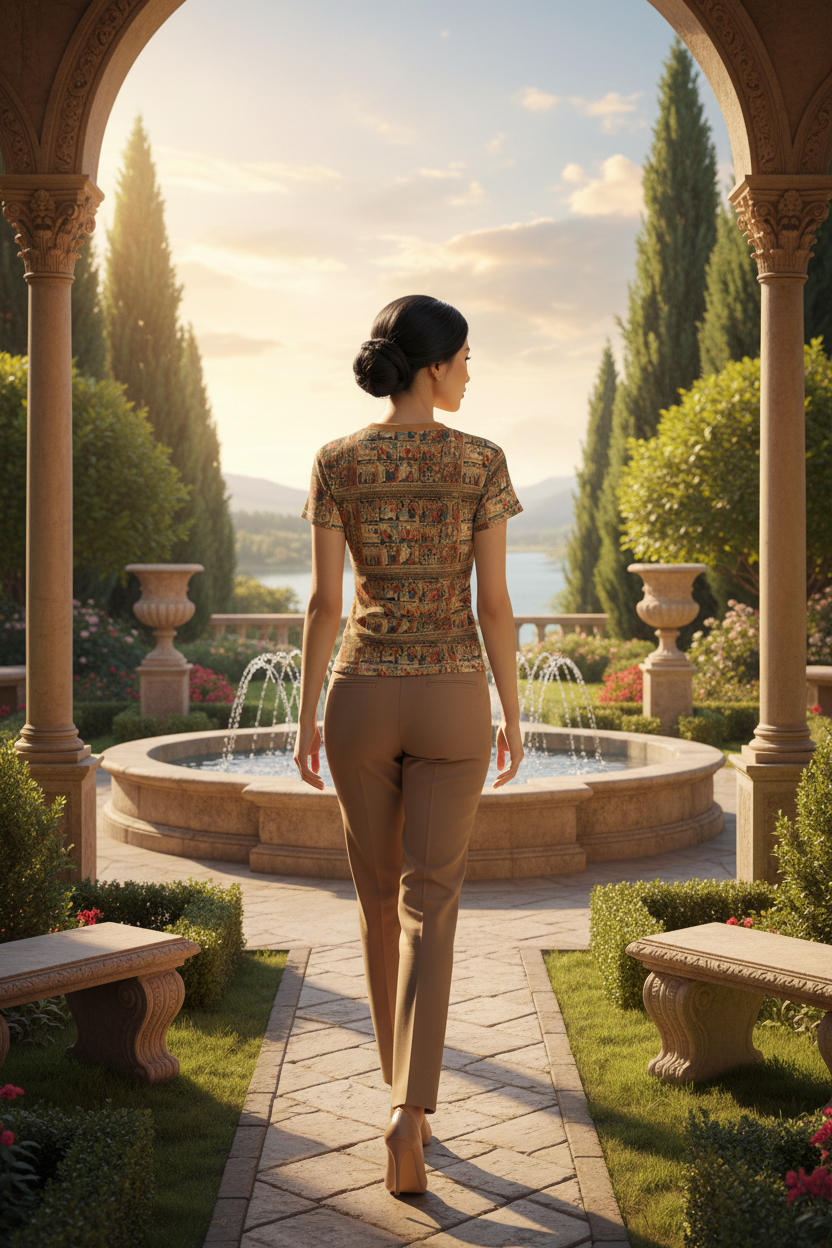 Back view - entire shirt over slacks