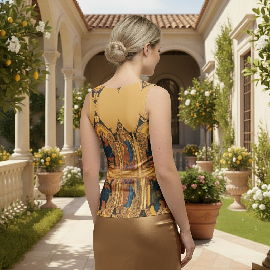 Back view - full-length tank top over skirt