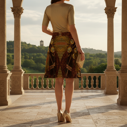 Back View of Model in Renaissance Courtyard