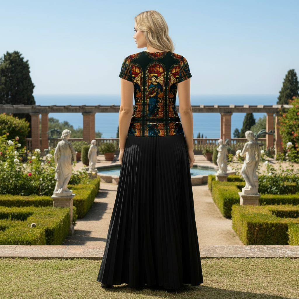 Back View with Pleated Skirt