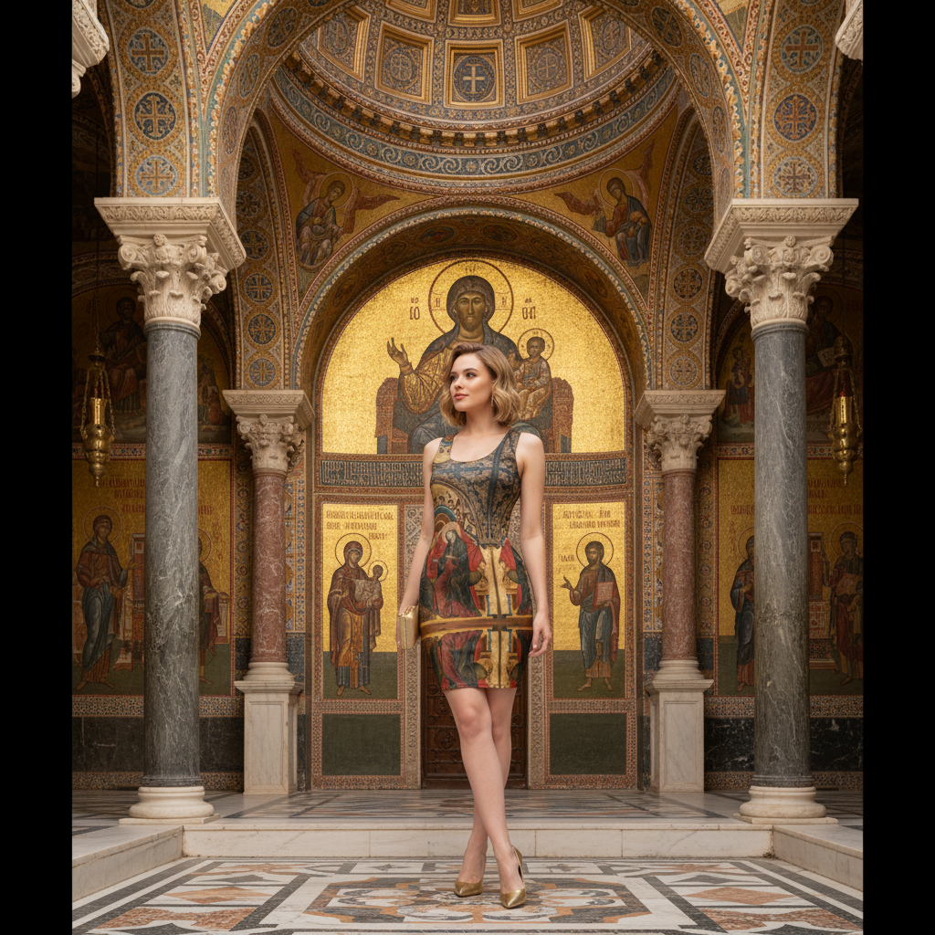 Byzantine era lifestyle image with ornate architecture