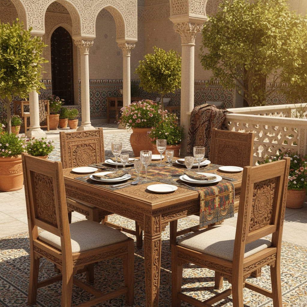 Byzantine garden terrace with exact Coronation of the Virgin runner extending over edges with matching set