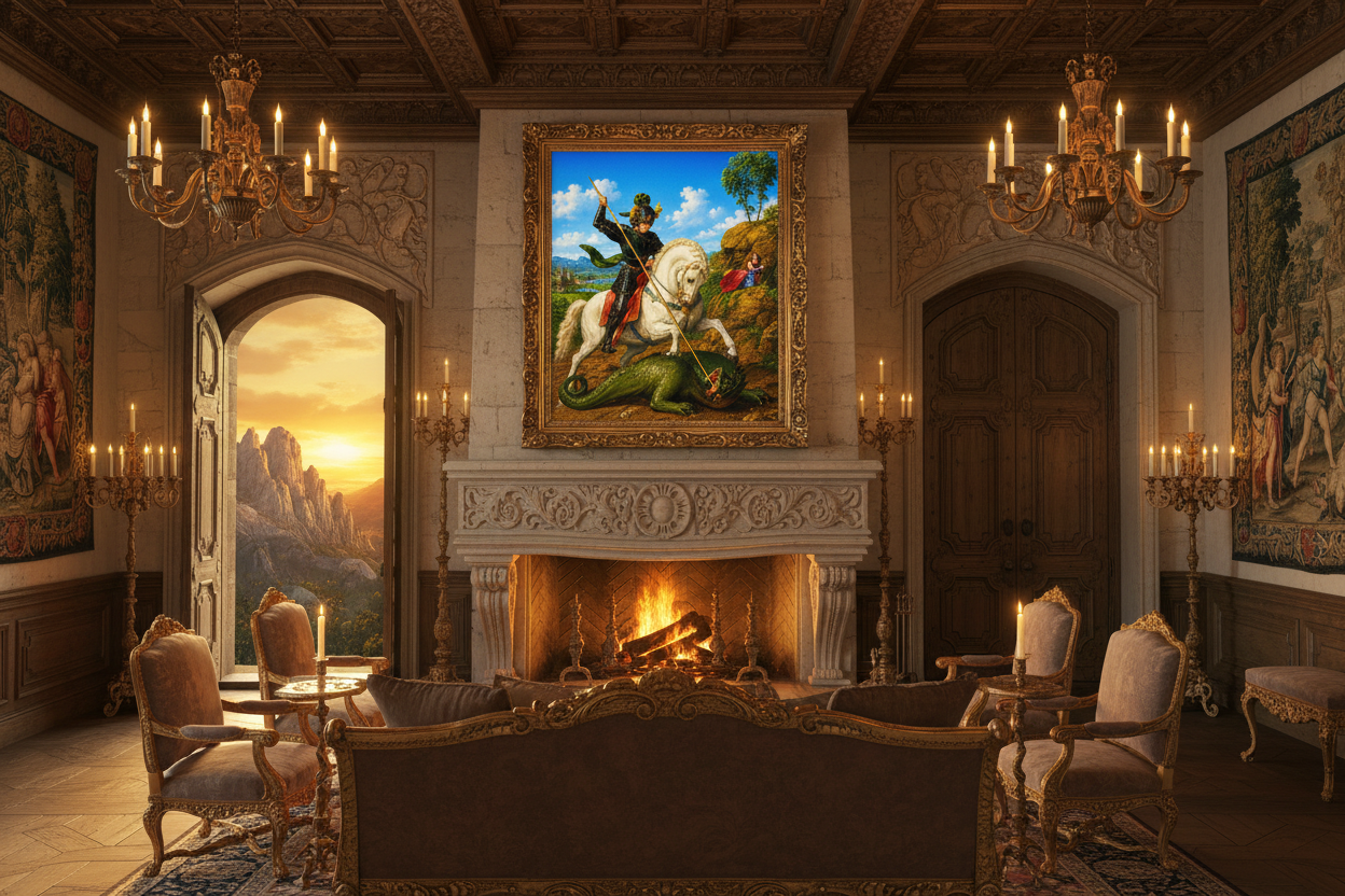 Canvas in Renaissance Castle – Fireplace & Mountain Balcony