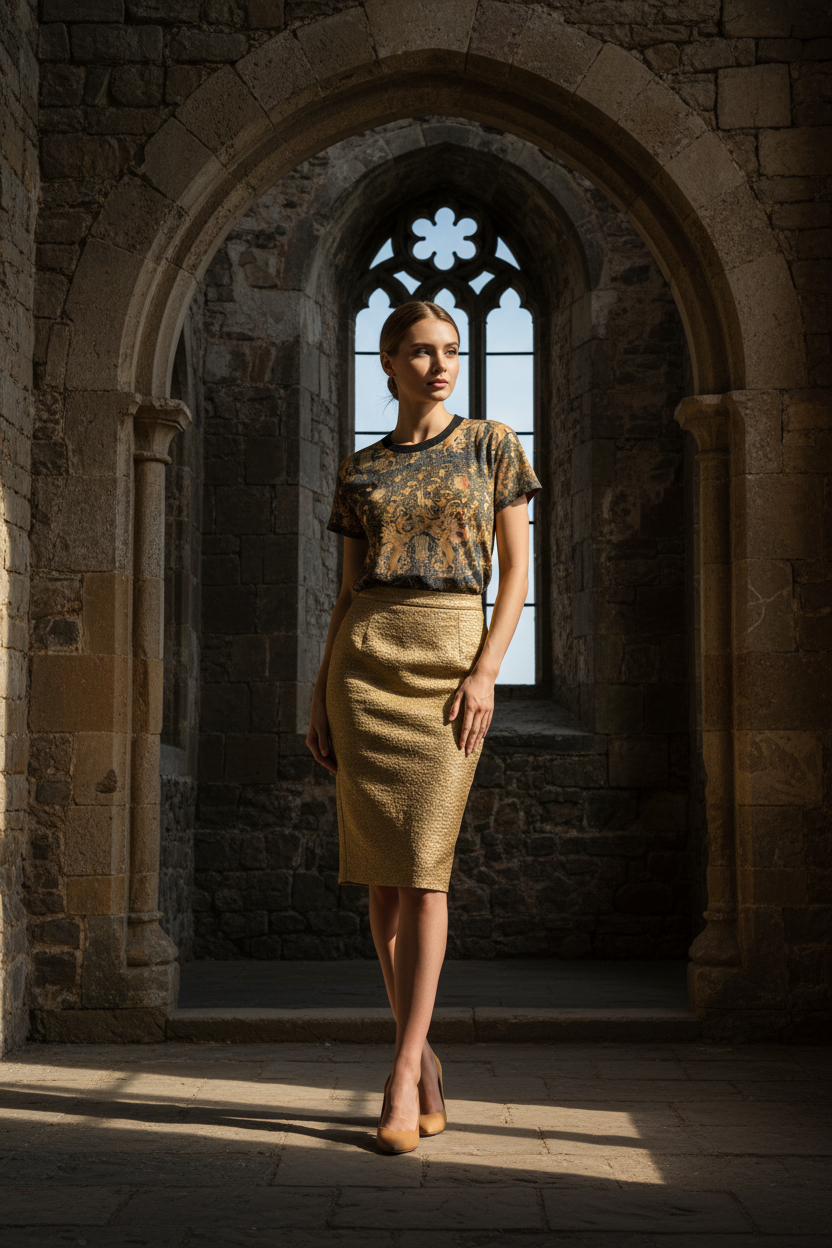 Coat of Arms t-shirt at ancient castle