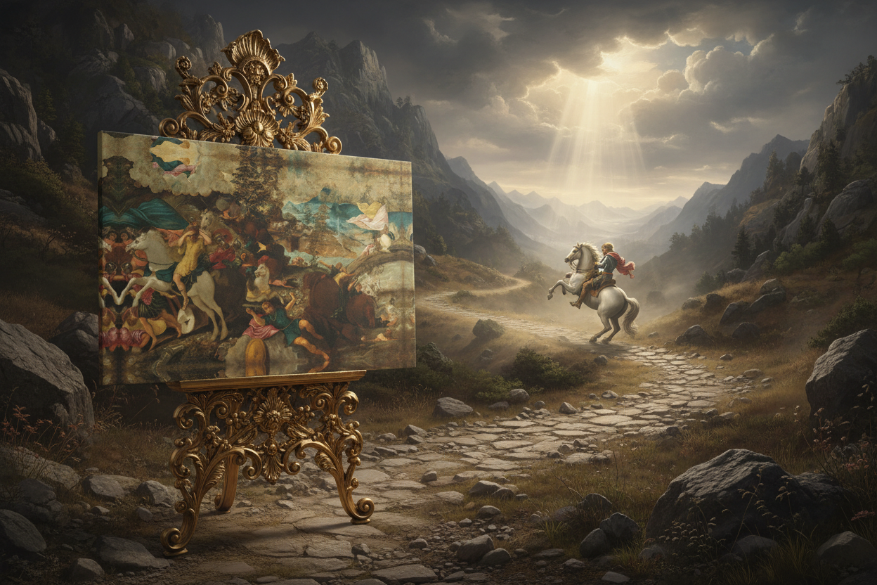Conversion of Saint Paul Canvas on Mountain Path