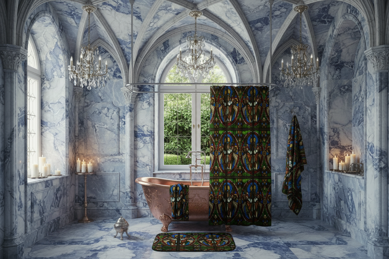 Copper Renaissance Bathroom with Angels Swinging Censers Collection