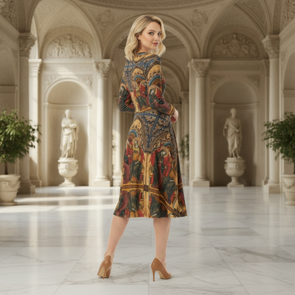 Coronation of the Virgin dress with Renaissance background