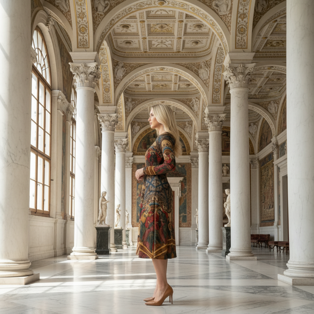 Coronation of the Virgin dress with Renaissance background