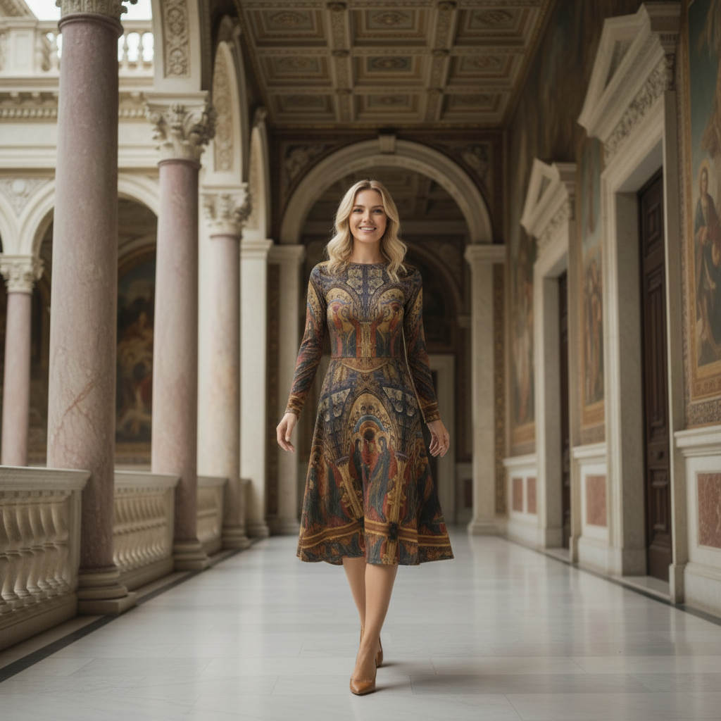 Coronation of the Virgin dress with Renaissance background