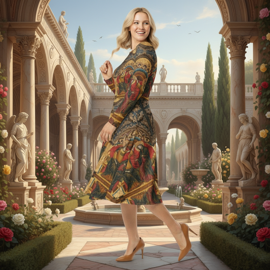 Coronation of the Virgin dress with Renaissance background