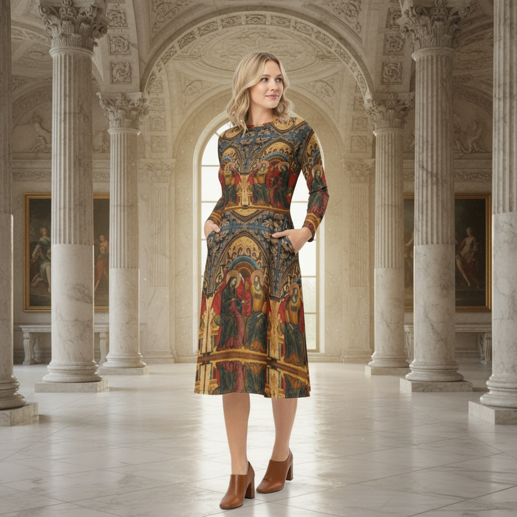 Coronation of the Virgin dress with Renaissance background