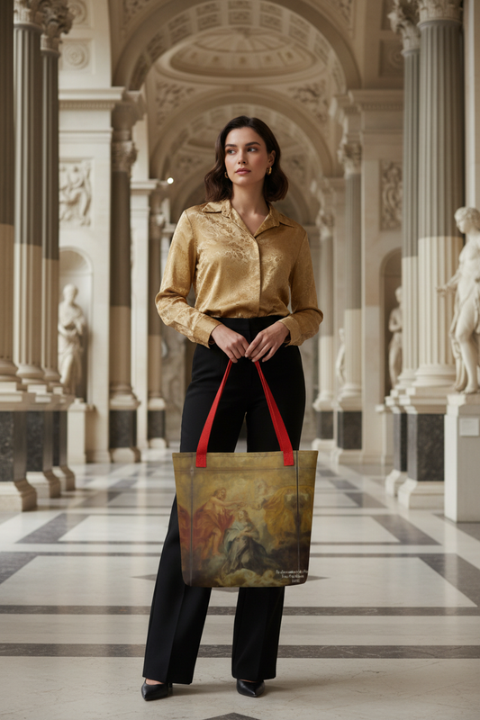 Coronation of the Virgin Rubens tote bag with gold blouse