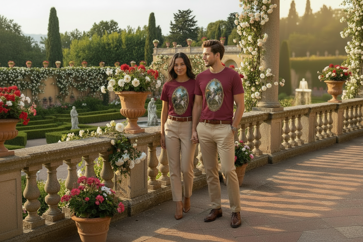 Couple with Brown Belts – Renaissance Garden Terrace