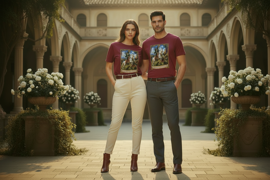 Couple – Woman with Brown Belt Over Untucked Shirt & Full Boots, Man with Brown Belt