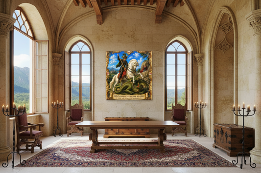 Frameless Canvas – Renaissance Home with Wooden Beams & Window Frames